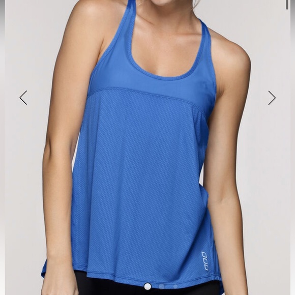 Lorna Jane Prana Excel Light Blue Open Back Tie Tank Top with Mesh, Size Small - Picture 3 of 9